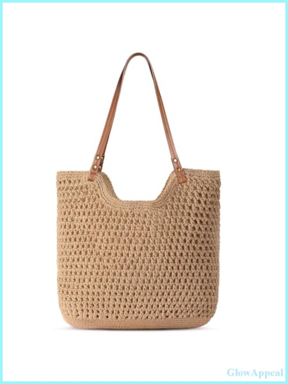 Woven Crochet Beach Tote Bag for Women, Shoulder Bag, High-Quality Polyester,